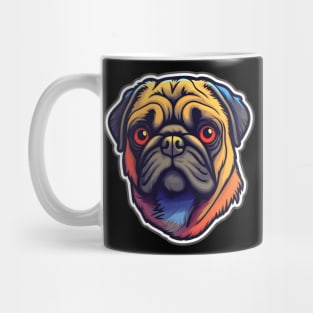 Colorful pug head with red eyes Mug